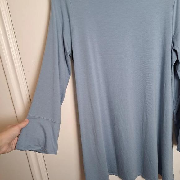 Eileen Fisher Haze Blue Tencel Lyocell Stretch Bell Cuff Tunic Size Small - Picture 4 of 9